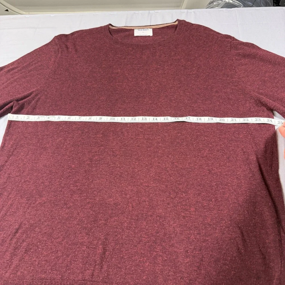 Old Navy Mens XXL Burgundy Heather Cotton Blend Crewneck Pullover Sweater